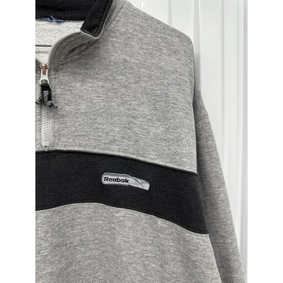 Vintage Reebok Quarter-Zip Striped Y2K Sweatshirt Size XL - Picture 3 of 5